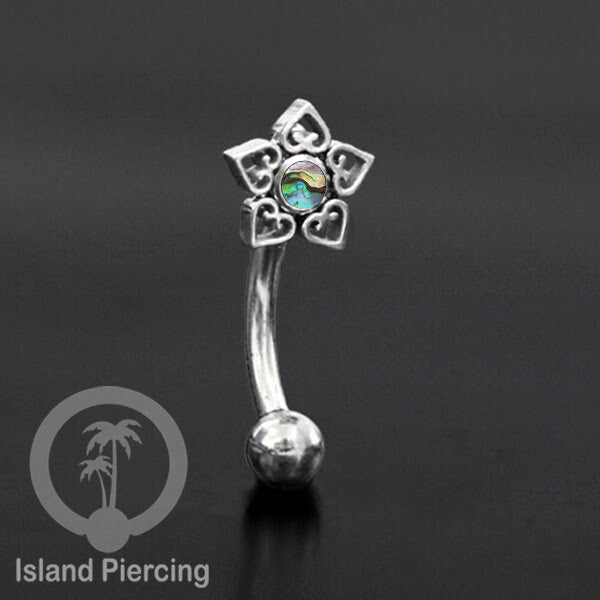 Curved Barbell Eyebrow Piercing Tindik Alis dan Rook warna silver pakai aneka batu cantik