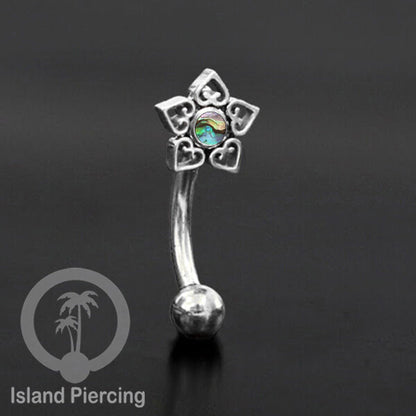 Curved Barbell Eyebrow Piercing Tindik Alis dan Rook warna silver pakai aneka batu cantik