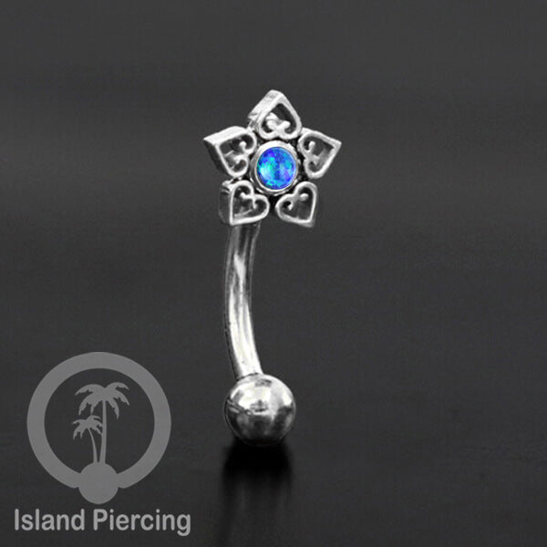 Curved Barbell Eyebrow Piercing Tindik Alis dan Rook warna silver pakai aneka batu cantik