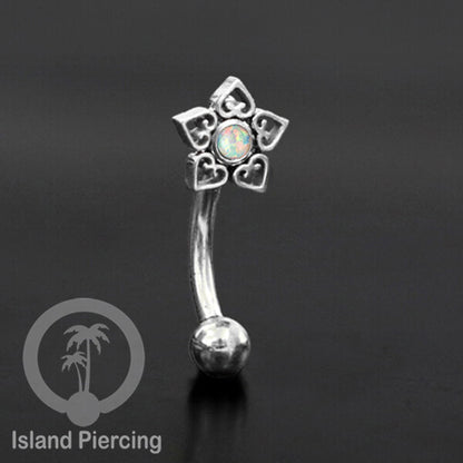 Curved Barbell Eyebrow Piercing Tindik Alis dan Rook warna silver pakai aneka batu cantik