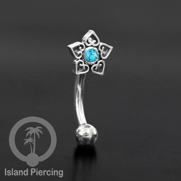 Curved Barbell Eyebrow Piercing Tindik Alis dan Rook warna silver pakai aneka batu cantik