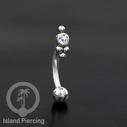 Curved Barbell Eyebrow Piercing banyak pilihan Tindik Alis dan Rook warna silver Kristal bening