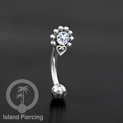 Curved Barbell Eyebrow Piercing banyak pilihan Tindik Alis dan Rook warna silver Kristal bening