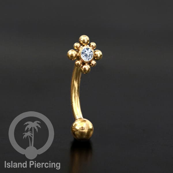 Curved Barbell Eyebrow Piercing banyak pilihan Tindik Alis dan Rook warna gold Kristal bening