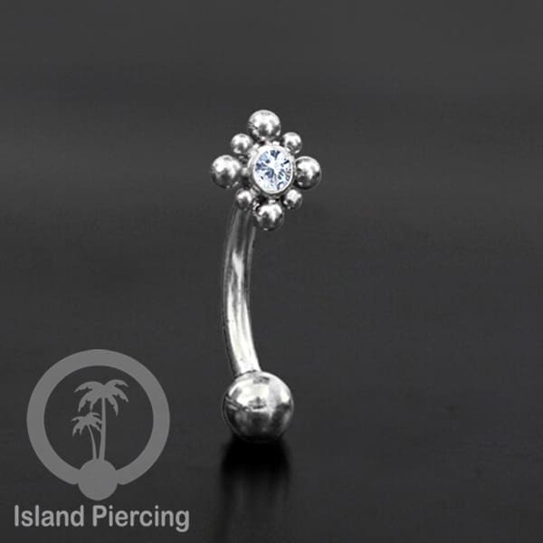 Curved Barbell Eyebrow Piercing banyak pilihan Tindik Alis dan Rook warna silver Kristal bening