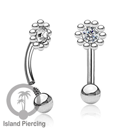 Curved Barbell Eyebrow Piercing banyak pilihan Tindik Alis dan Rook warna silver Kristal bening