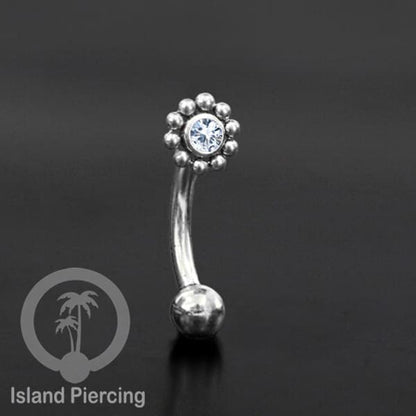Curved Barbell Eyebrow Piercing banyak pilihan Tindik Alis dan Rook warna silver Kristal bening