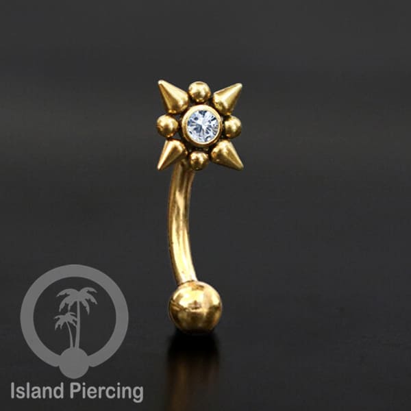 Curved Barbell Eyebrow Piercing banyak pilihan Tindik Alis dan Rook warna gold Kristal bening