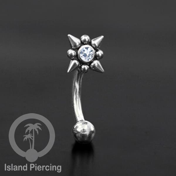Curved Barbell Eyebrow Piercing banyak pilihan Tindik Alis dan Rook warna silver Kristal bening