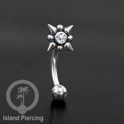 Curved Barbell Eyebrow Piercing banyak pilihan Tindik Alis dan Rook warna silver Kristal bening