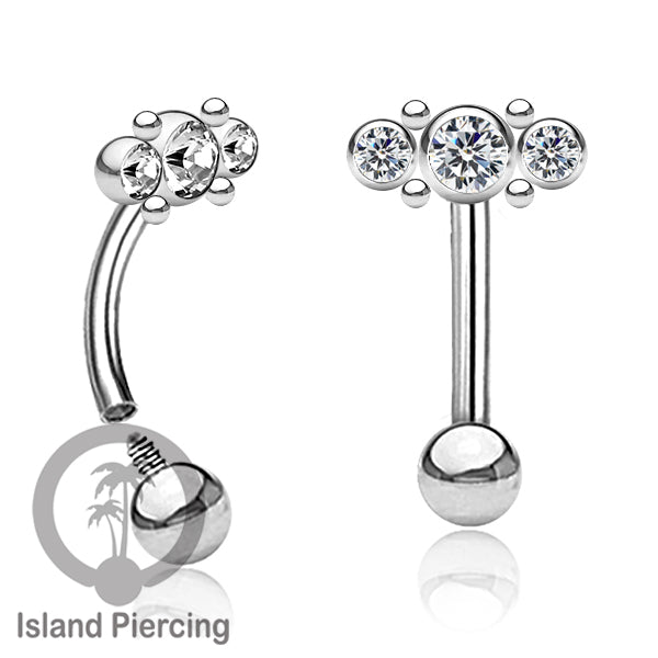 Curved Barbell Eyebrow Piercing banyak pilihan Tindik Alis dan Rook warna silver Kristal bening