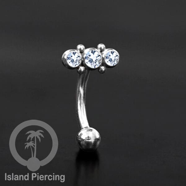 Curved Barbell Eyebrow Piercing banyak pilihan Tindik Alis dan Rook warna silver Kristal bening