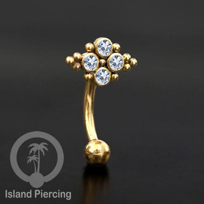 Curved Barbell Eyebrow Piercing banyak pilihan Tindik Alis dan Rook warna gold Kristal bening