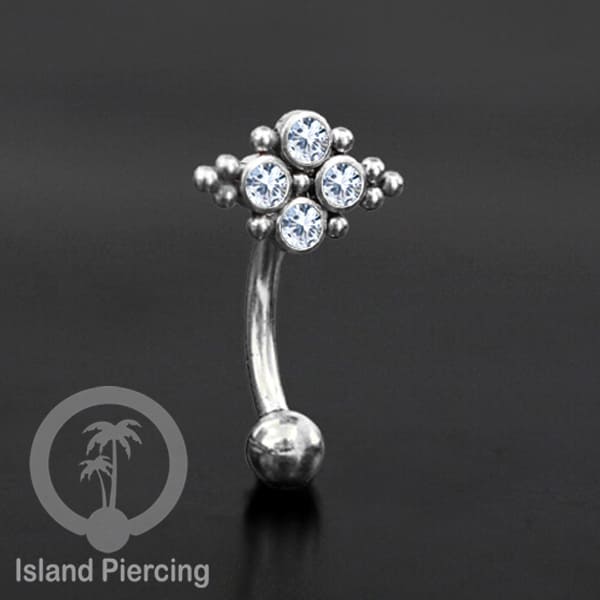 Curved Barbell Eyebrow Piercing banyak pilihan Tindik Alis dan Rook warna silver Kristal bening