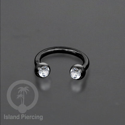 Circular Barbell Piercing Jewelry yang popular warna gold atau silver dengan kristal zircon