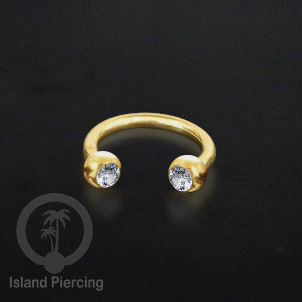 Circular Barbell Piercing Jewelry yang popular warna gold atau silver dengan kristal zircon
