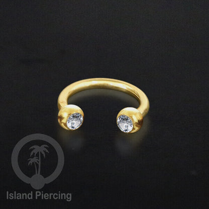 Circular Barbell Piercing Jewelry yang popular warna gold atau silver dengan kristal zircon