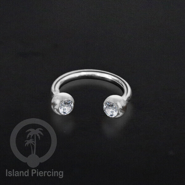 Circular Barbell Piercing Jewelry yang popular warna gold atau silver dengan kristal zircon