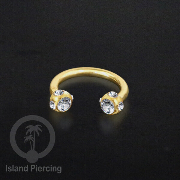 Circular Barbell Piercing Jewelry yang popular warna gold atau silver dengan kristal zircon