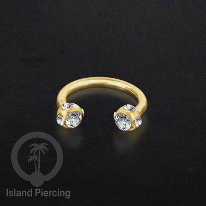Circular Barbell Piercing Jewelry yang popular warna gold atau silver dengan kristal zircon