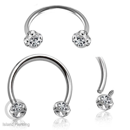 Circular Barbell Piercing Jewelry yang popular warna gold atau silver dengan kristal zircon