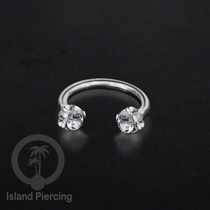 Circular Barbell Piercing Jewelry yang popular warna gold atau silver dengan kristal zircon