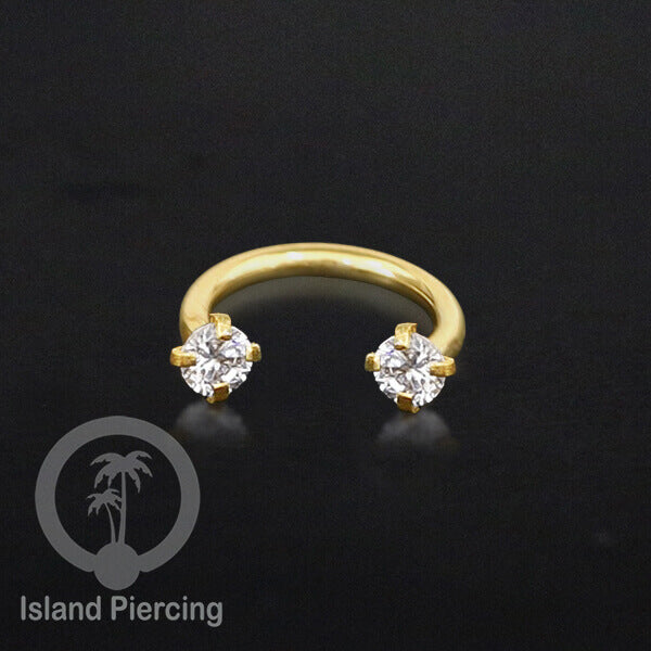 Circular Barbell Piercing Jewelry yang popular warna gold atau silver dengan kristal zircon