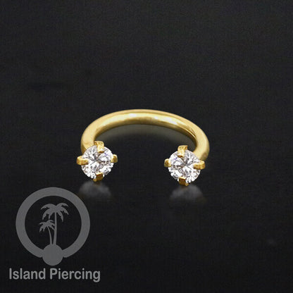 Circular Barbell Piercing Jewelry yang popular warna gold atau silver dengan kristal zircon