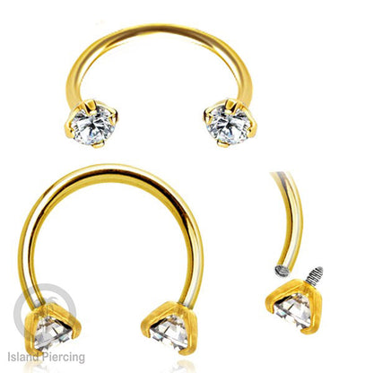 Circular Barbell Piercing Jewelry yang popular warna gold atau silver dengan kristal zircon