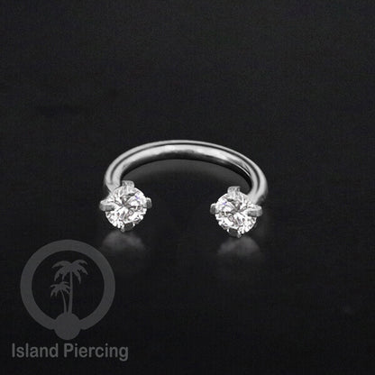 Circular Barbell Piercing Jewelry yang popular warna gold atau silver dengan kristal zircon