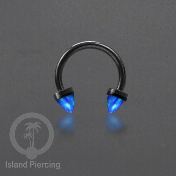 Circular Barbell Piercing dan Septum Jewelry warna hitam dengan batu bentuk peluru