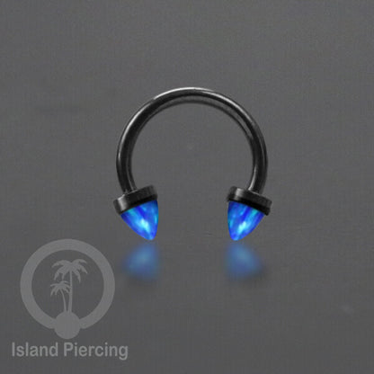 Circular Barbell Piercing dan Septum Jewelry warna hitam dengan batu bentuk peluru