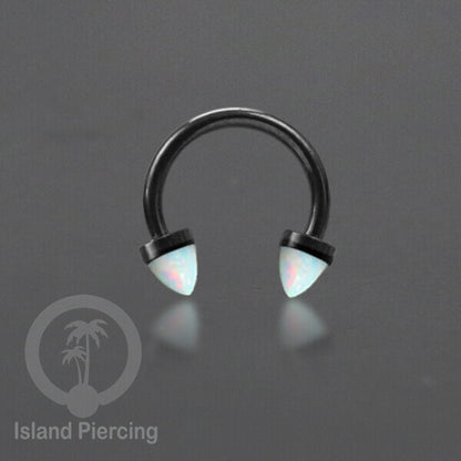 Circular Barbell Piercing dan Septum Jewelry warna hitam dengan batu bentuk peluru