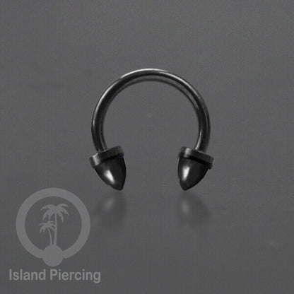 Circular Barbell Piercing dan Septum Jewelry warna hitam dengan batu bentuk peluru
