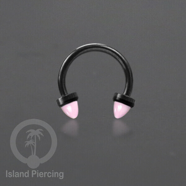 Circular Barbell Piercing dan Septum Jewelry warna hitam dengan batu bentuk peluru