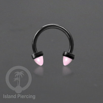 Circular Barbell Piercing dan Septum Jewelry warna hitam dengan batu bentuk peluru