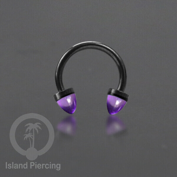Circular Barbell Piercing dan Septum Jewelry warna hitam dengan batu bentuk peluru