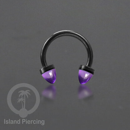Circular Barbell Piercing dan Septum Jewelry warna hitam dengan batu bentuk peluru