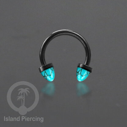 Circular Barbell Piercing dan Septum Jewelry warna hitam dengan batu bentuk peluru