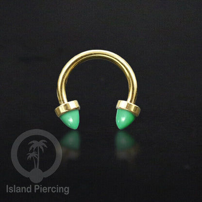 Circular Barbell Piercing dan Septum Jewelry warna gold dengan batu bentuk peluru