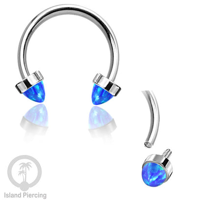Circular Barbell Piercing dan Septum Jewelry warna silver dengan batu bentuk peluru
