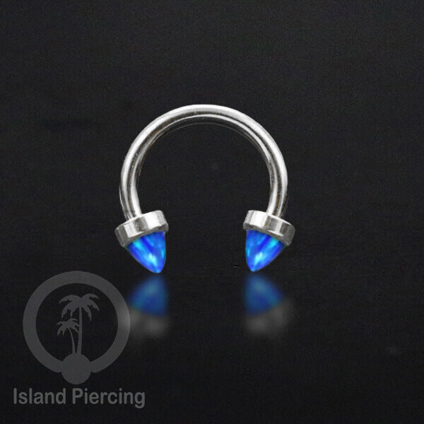 Circular Barbell Piercing dan Septum Jewelry warna silver dengan batu bentuk peluru