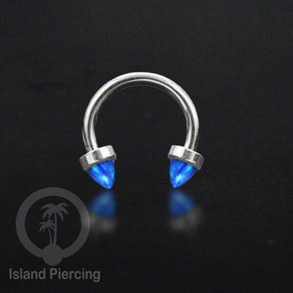 Circular Barbell Piercing dan Septum Jewelry warna silver dengan batu bentuk peluru