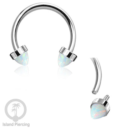 Circular Barbell Piercing dan Septum Jewelry warna silver dengan batu bentuk peluru