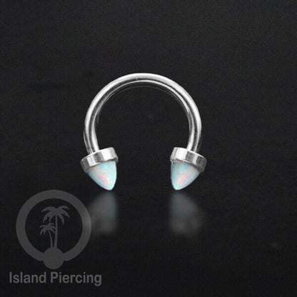 Circular Barbell Piercing dan Septum Jewelry warna silver dengan batu bentuk peluru