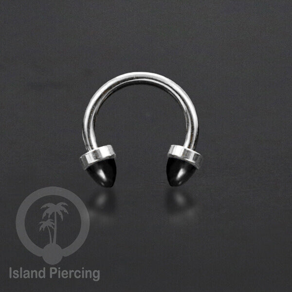 Circular Barbell Piercing dan Septum Jewelry warna silver dengan batu bentuk peluru