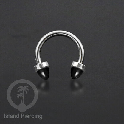 Circular Barbell Piercing dan Septum Jewelry warna silver dengan batu bentuk peluru