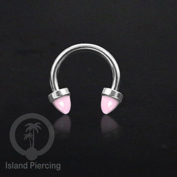 Circular Barbell Piercing dan Septum Jewelry warna silver dengan batu bentuk peluru