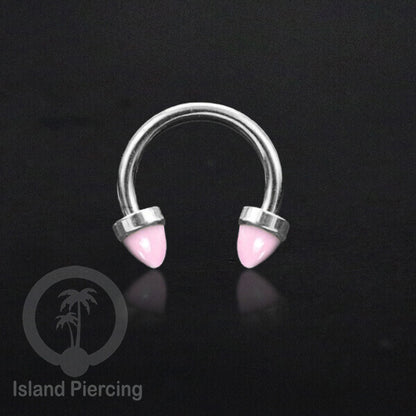 Circular Barbell Piercing dan Septum Jewelry warna silver dengan batu bentuk peluru