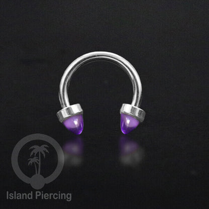 Circular Barbell Piercing dan Septum Jewelry warna silver dengan batu bentuk peluru